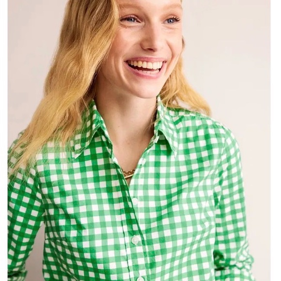 BODEN Green Gingham Button-Up Shirt - Picture 2 of 10